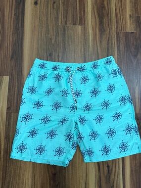 Snapper Rock Aqua Swim Shorts with Navy Compass Print